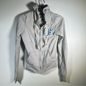 PINK Victoria's Secret Fitted Gray Zippered Hoodie